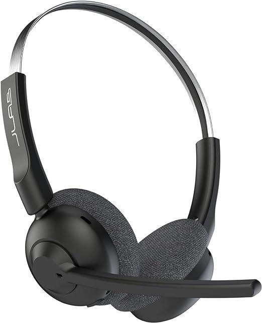 JLab Go Work Pop On-Ear Wireless Headset, Black, 50+ Hours Playtime, Bluetooth Multipoint, Rotating Boom Mic, Noise Canceling MEMS Microphone, Light-Weight and Portable, for PC/Mac or Mobile