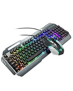 RAEGR RapidGear X70 USB Gaming Keyboard and Mouse Combo | Made of Aluminium Body | 4 Choices of Adjustable DPI, 3 Rainbow Lighting Modes, Instant Media Access, Gaming Mouse for PC/Laptop/Mac-RG10359