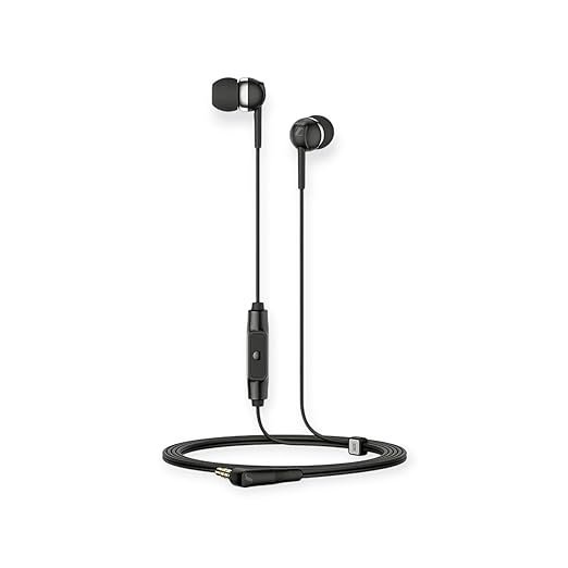 Sennheiser CX 80S in-Ear Wired Headphones with in-line One-Button Smart Control with Microphone, 3 Ear Adapter Sizes, 2 Year Warranty, 3.5MM Jack, Superior Sound, Black