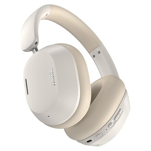 Noise Newly Launched Airwave Max 5 Wireless Over-Ear Headphones with Adaptive Hybrid ANC (up to 50dB), HFA Tech, 80H Playtime, Dual Pairing(Calm Beige)