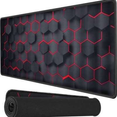 STORITE Anti-Slip Extended Hexagons Pattern Desk Mat Gaming Rubber Stitched Mousepad??(Black)